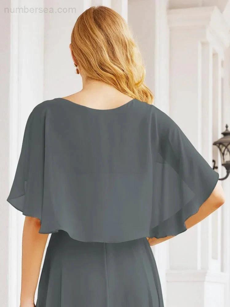 Numbersea Bridesmaid Dresses for Wedding Formal Evening Party Prom Gown with Cape 28050 by numbersea