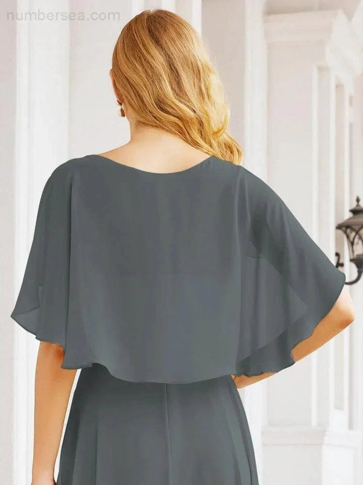 Numbersea Bridesmaid Dresses for Wedding Formal Evening Party Prom Gown with Cape 28050 by numbersea