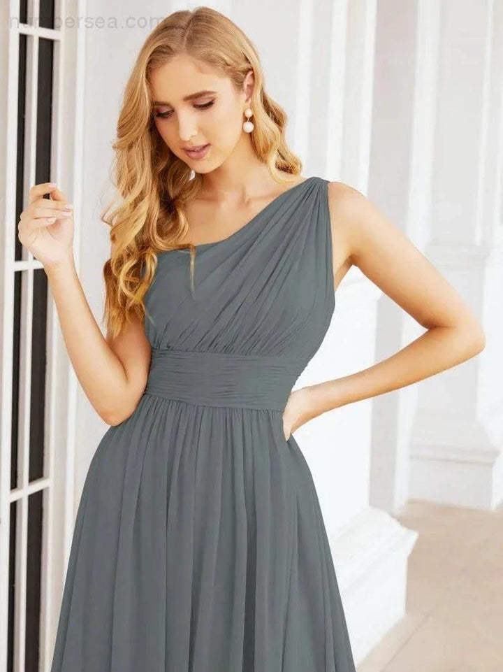 Numbersea One Shoulder Bridesmaid Dresses Long Maxi Formal Evening Party Prom Gowns 28061 by numbersea