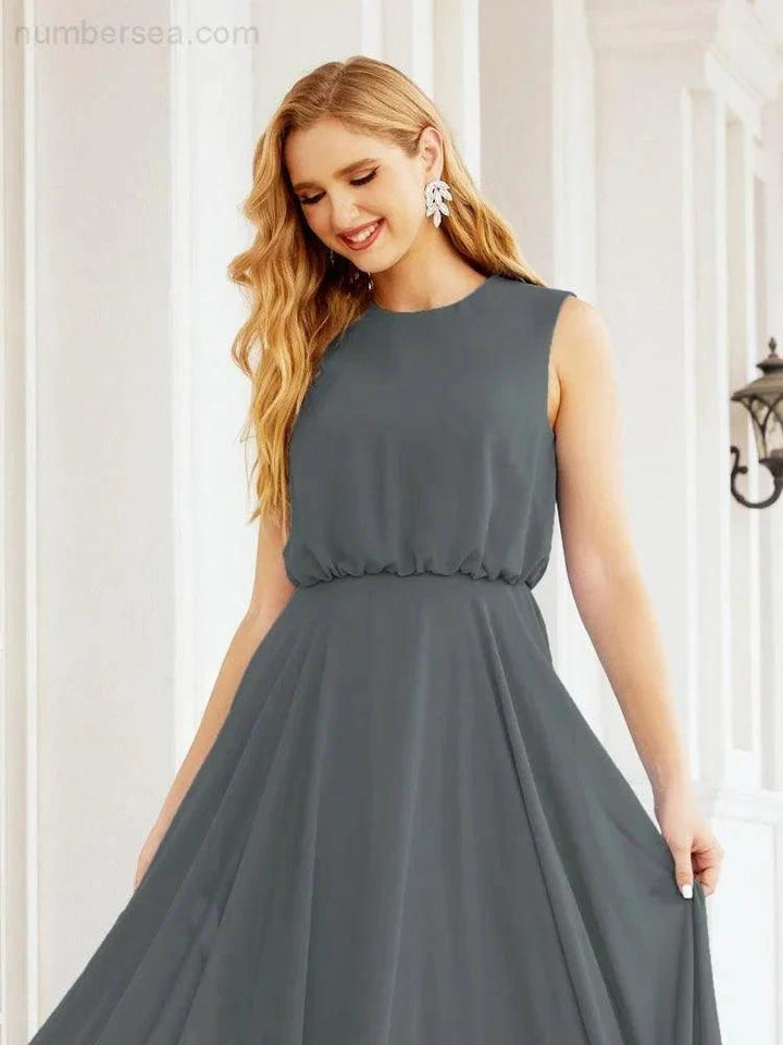 Numbersea Sleeveless Long Bridesmaid Dress A line Formal Evening Prom Gown 28025 by numbersea