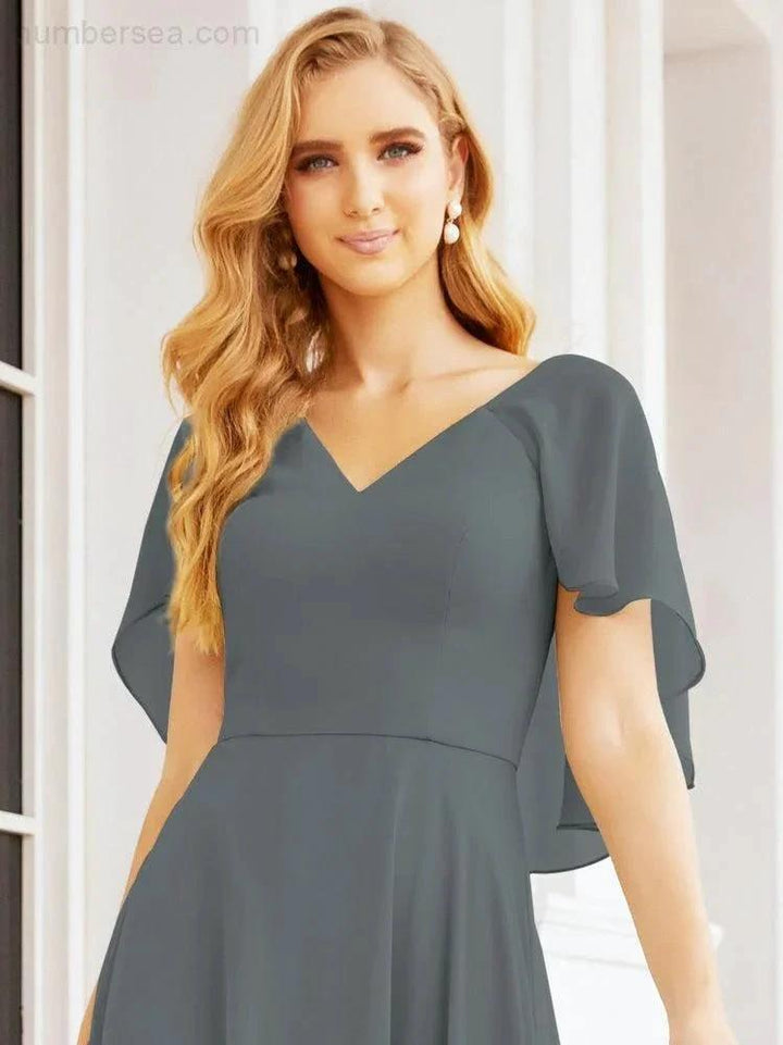Numbersea Bridesmaid Dresses for Wedding Formal Evening Party Prom Gown with Cape 28050 by numbersea
