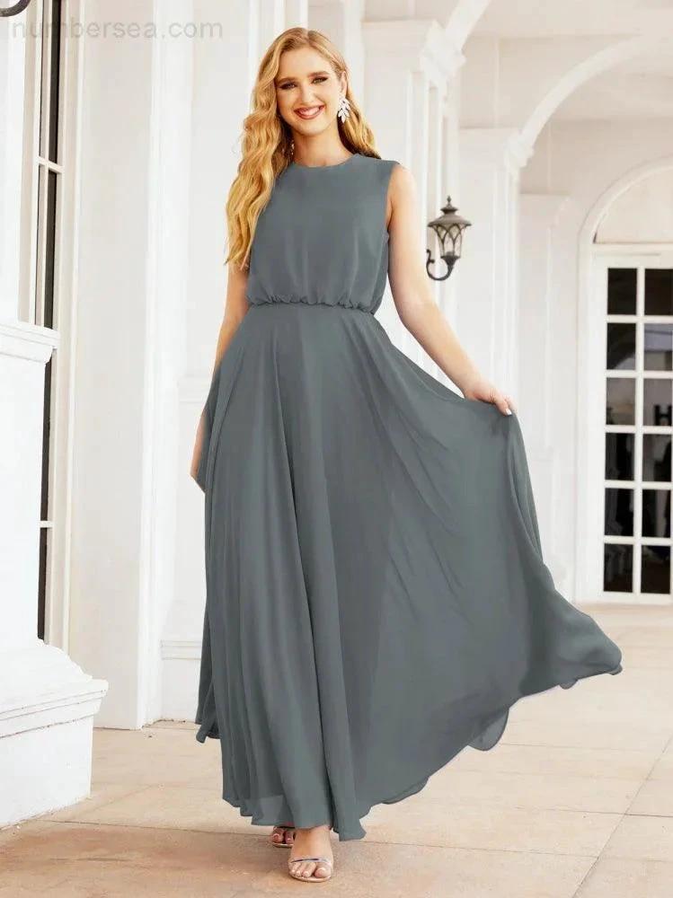 Numbersea Sleeveless Long Bridesmaid Dress A line Formal Evening Prom Gown 28025 by numbersea