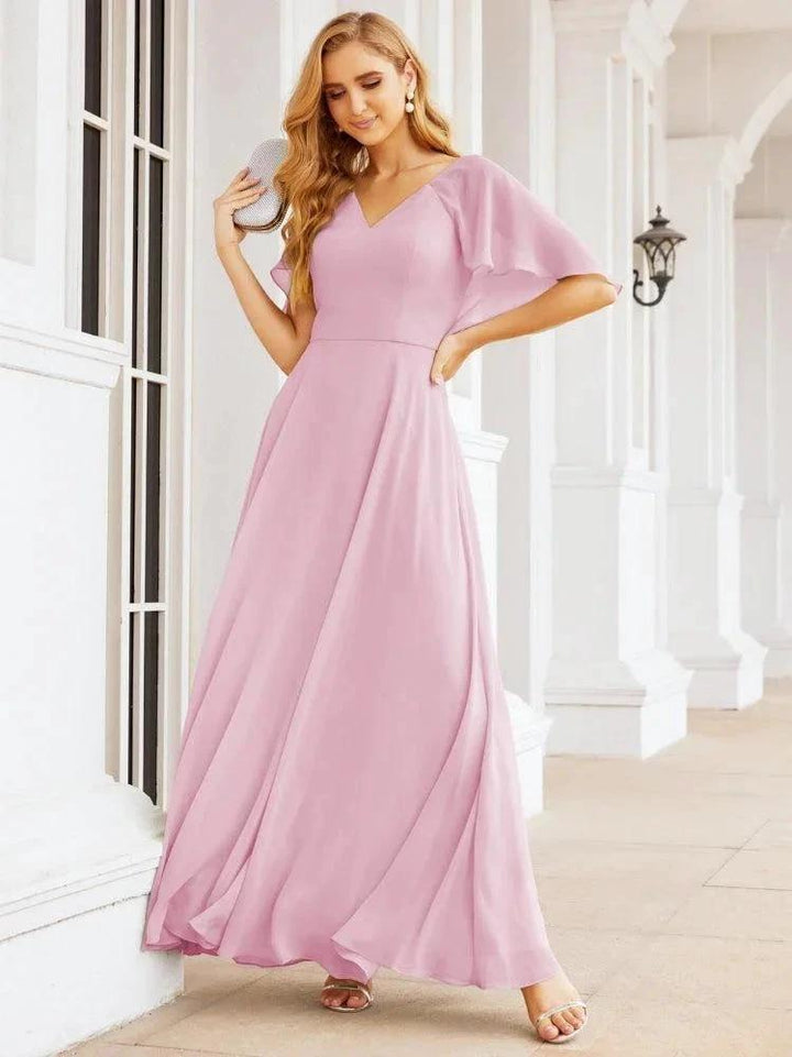 Numbersea Bridesmaid Dresses for Wedding Formal Evening Party Prom Gown with Cape 28050 by numbersea