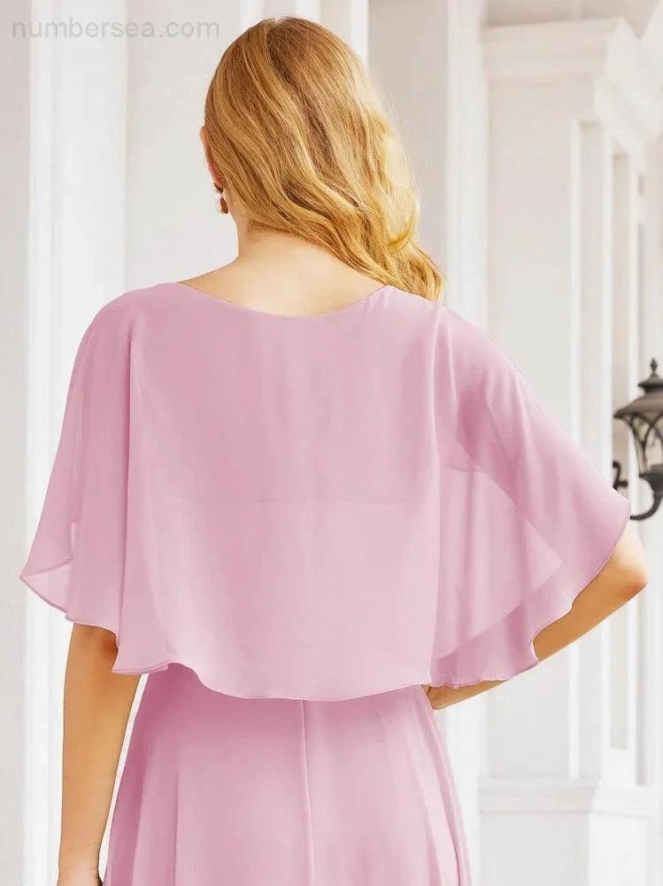 Numbersea Bridesmaid Dresses for Wedding Formal Evening Party Prom Gown with Cape 28050 by numbersea