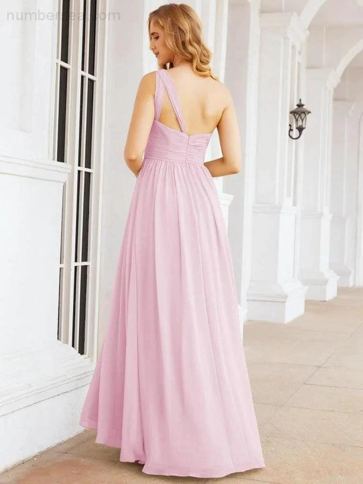 Numbersea One Shoulder Bridesmaid Dresses Long Maxi Formal Evening Party Prom Gowns 28061 by numbersea