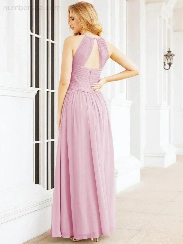 Numbersea Sleeveless Bridesmaid Dresses Long Prom Gown Zipper with Keyhole Back 28056 by numbersea