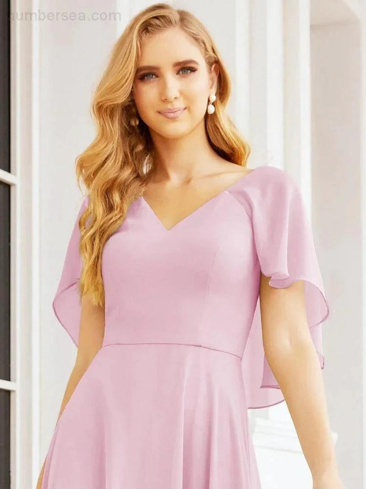 Numbersea Bridesmaid Dresses for Wedding Formal Evening Party Prom Gown with Cape 28050 by numbersea