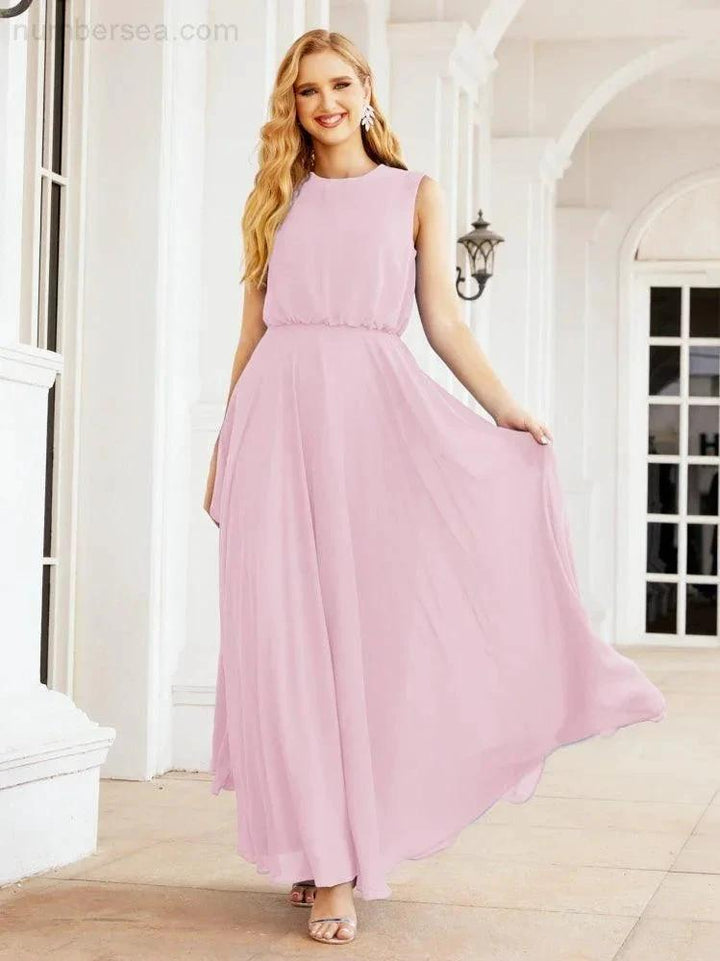 Numbersea Sleeveless Long Bridesmaid Dress A line Formal Evening Prom Gown 28025 by numbersea