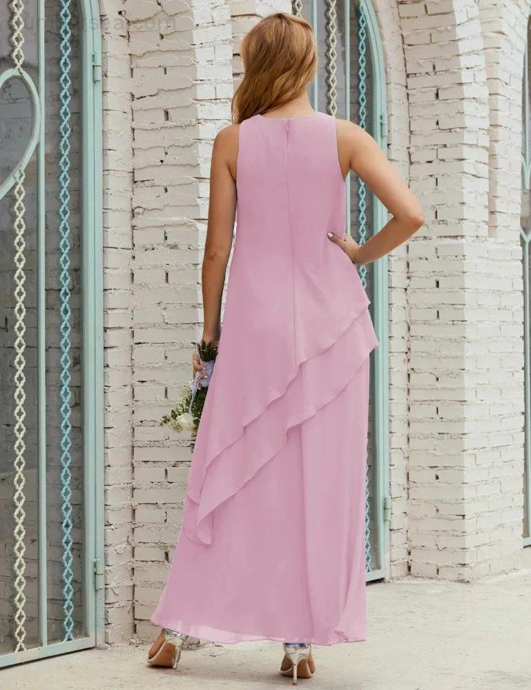 Chiffon Long Plus Size Mother of Bride Dresses Formal Bridesmaid Prom Gown SY28019 by numbersea
