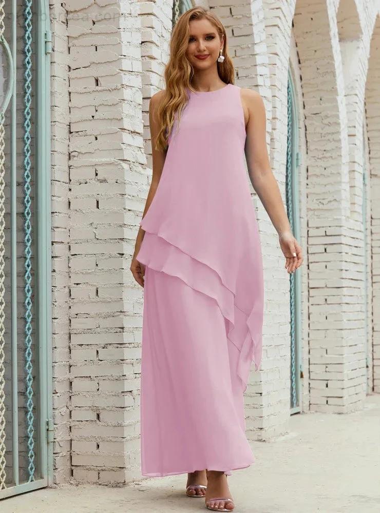 Chiffon Long Plus Size Mother of Bride Dresses Formal Bridesmaid Prom Gown SY28019 by numbersea