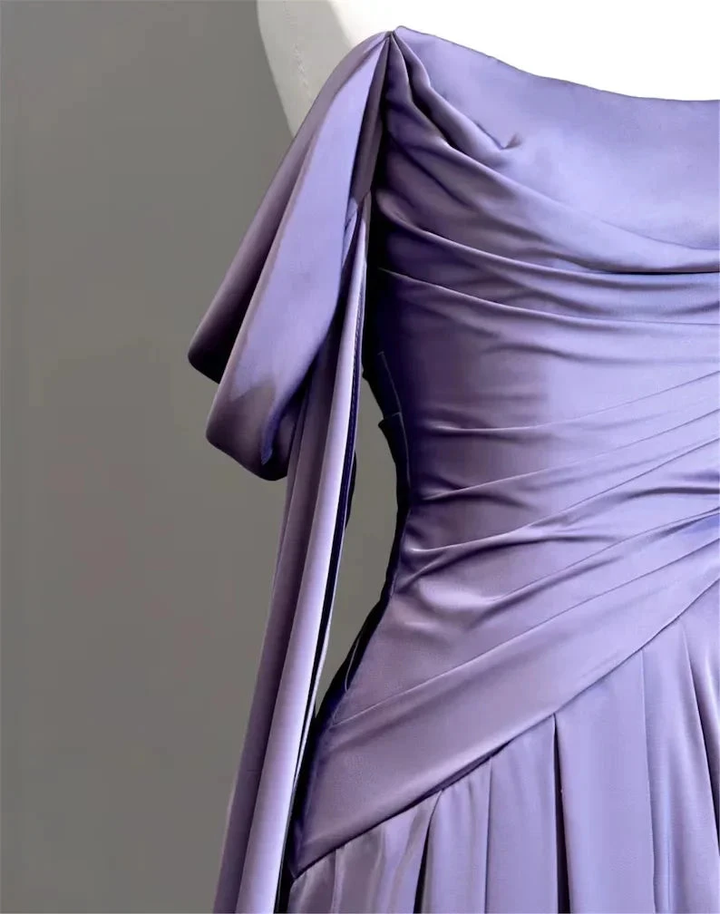 Modest Purple Satin Long Prom Dress Purple Evening Dress Y2589 by simplepromdress