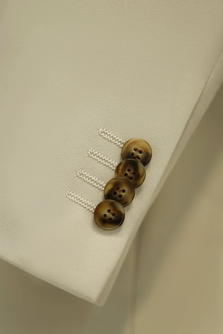 Three-Piece Cream Wool Suit | Tailored Formal Groom &amp; Summer Wedding Suit by 男装
