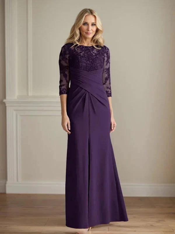 Plum Sheath Lace Stretch Crepe Mother of the Bride Dress by Dreamylily
