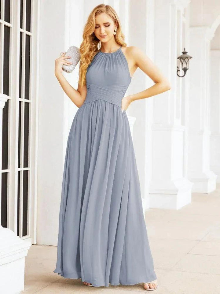 Numbersea Sleeveless Bridesmaid Dresses Long Prom Gown Zipper with Keyhole Back 28056 by numbersea