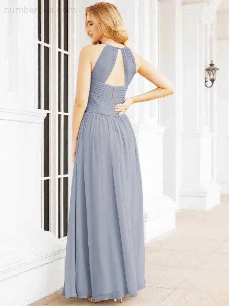 Numbersea Sleeveless Bridesmaid Dresses Long Prom Gown Zipper with Keyhole Back 28056 by numbersea