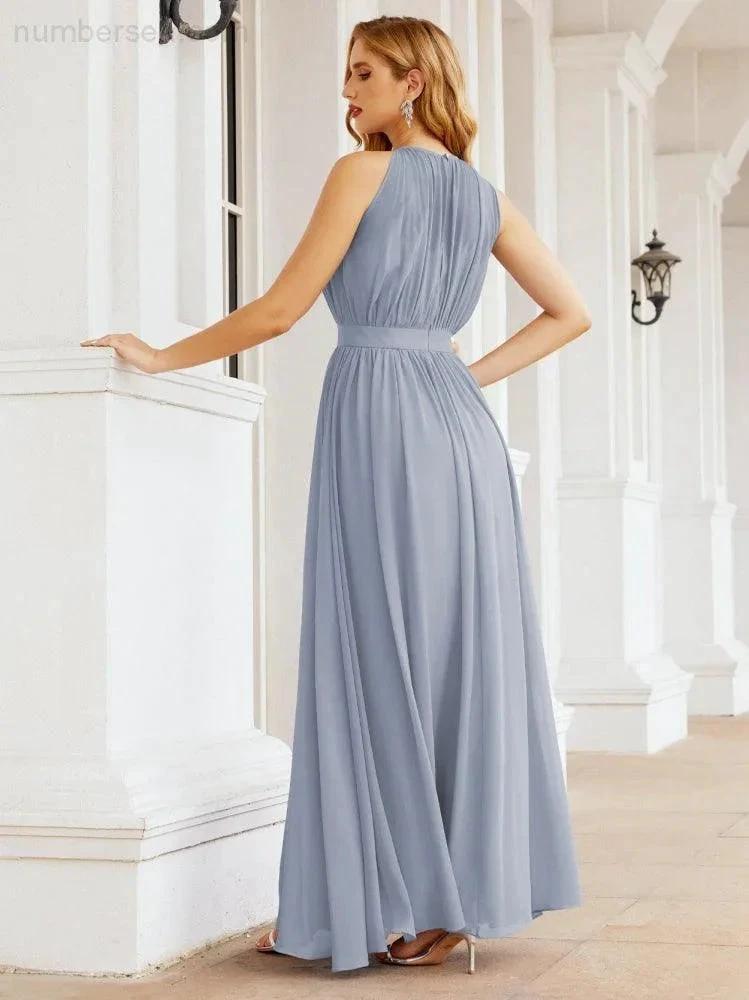 Numbersea Halter Bridesmaid Dress Empire Waist Formal Evening Prom Gown for Mother of The Bride 28030 by numbersea