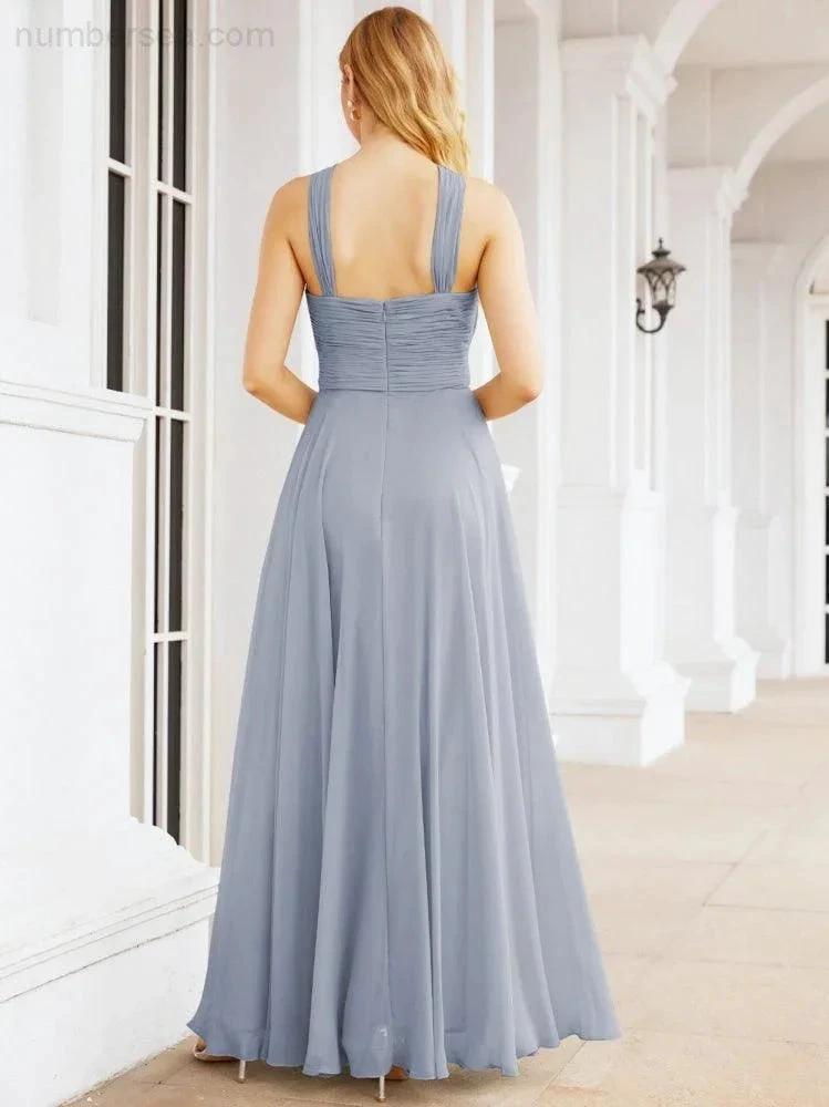 Numbersea Crisscross Halter Bridesmaid Dresses for Party Wedding Evening Prom Maxi Ball Gowns 28053 by numbersea