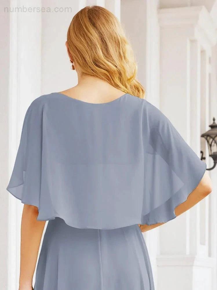 Numbersea Bridesmaid Dresses for Wedding Formal Evening Party Prom Gown with Cape 28050 by numbersea