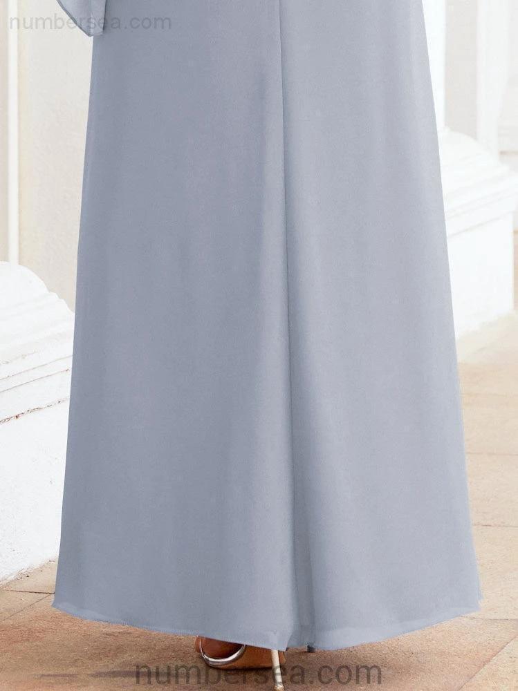 Sunnderly Formal Party Gown Dress Long Mother of The Bride Dresses with Ruffle Cape SY28026 by numbersea