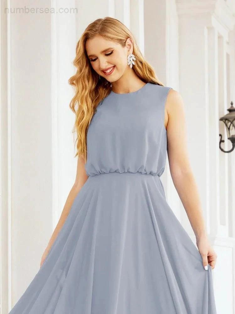Numbersea Sleeveless Long Bridesmaid Dress A line Formal Evening Prom Gown 28025 by numbersea