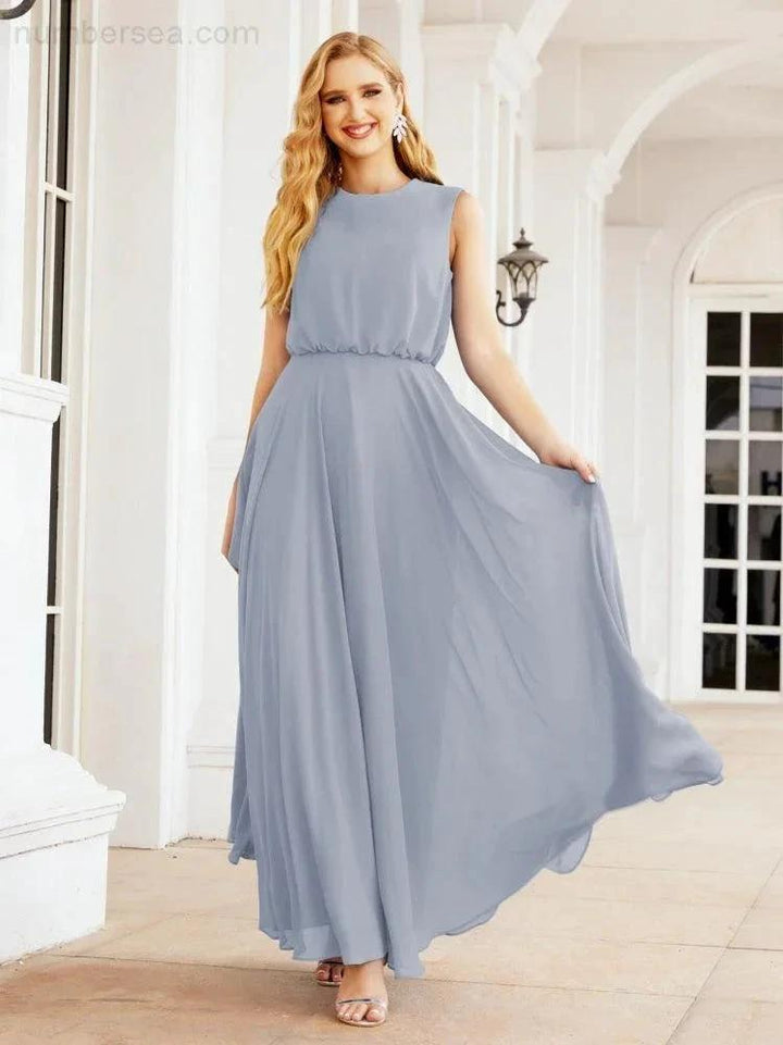 Numbersea Sleeveless Long Bridesmaid Dress A line Formal Evening Prom Gown 28025 by numbersea