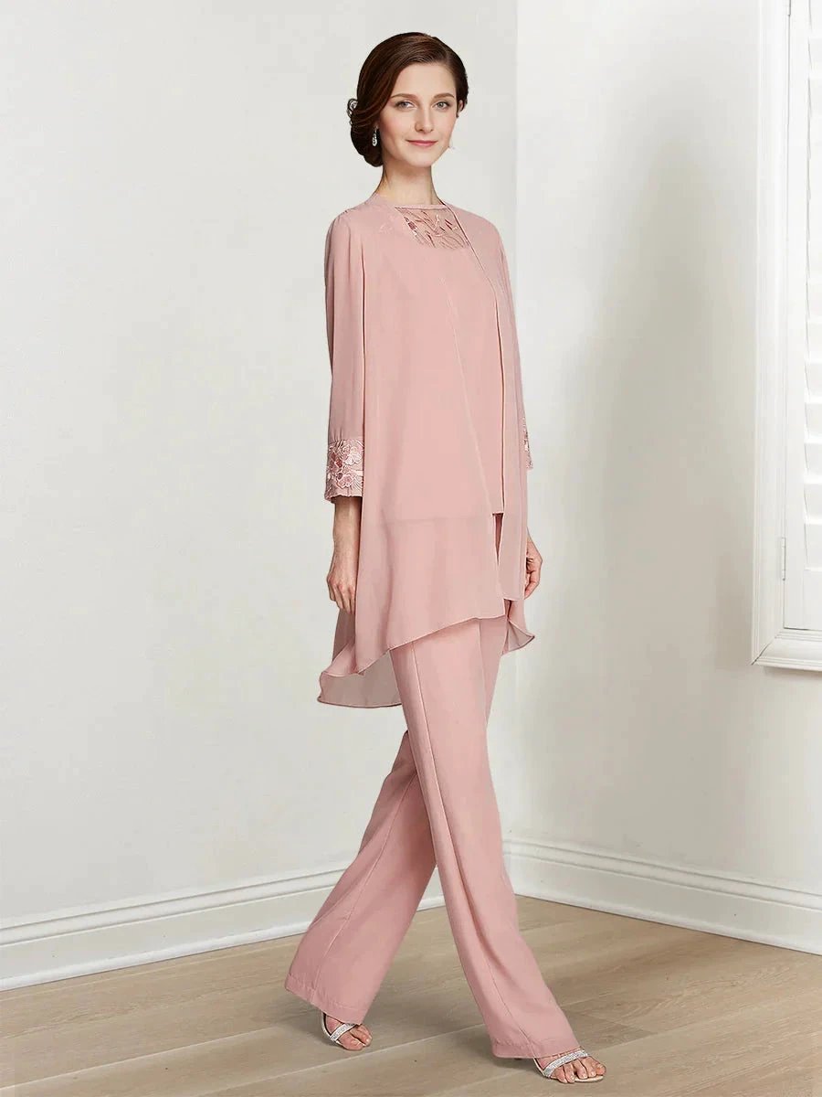 Chiffon Long Sleeves Mother Of The Bride Pantsuits With Jacket by Dreamylily