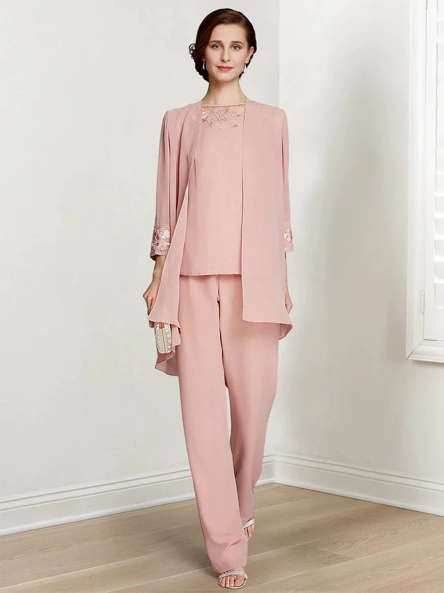 Chiffon Long Sleeves Mother Of The Bride Pantsuits With Jacket by Dreamylily