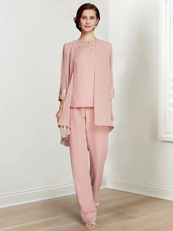 Chiffon Long Sleeves Mother Of The Bride Pantsuits With Jacket by Dreamylily