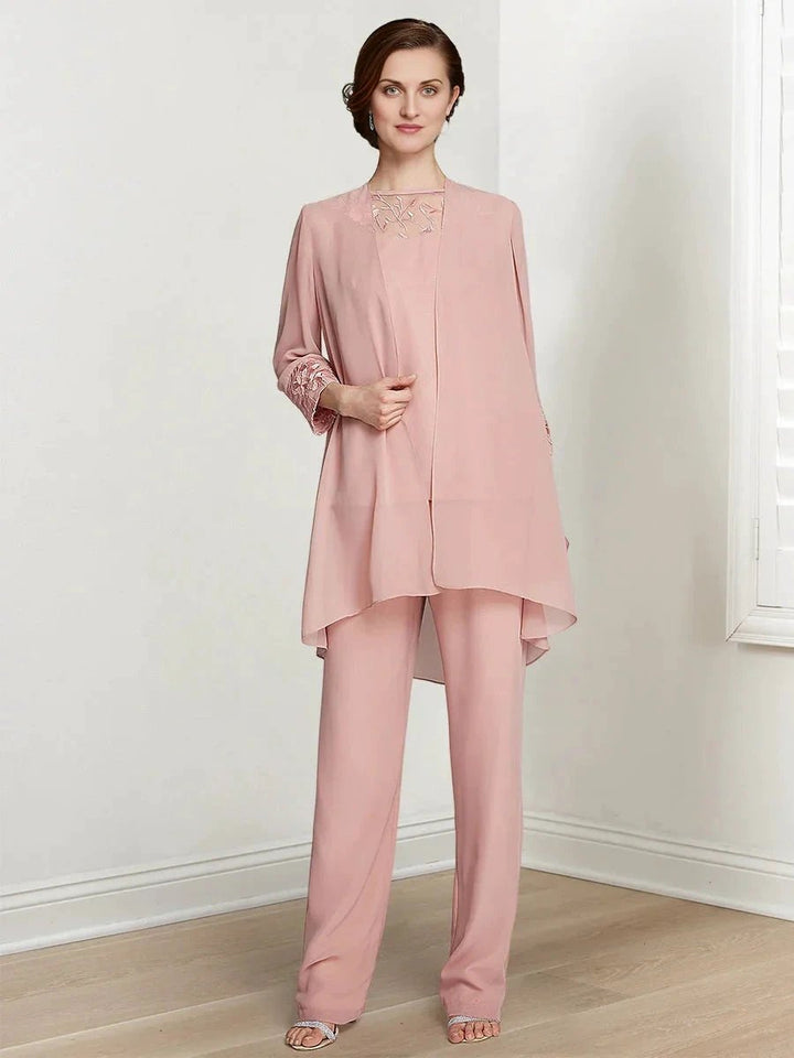 Chiffon Long Sleeves Mother Of The Bride Pantsuits With Jacket by Dreamylily
