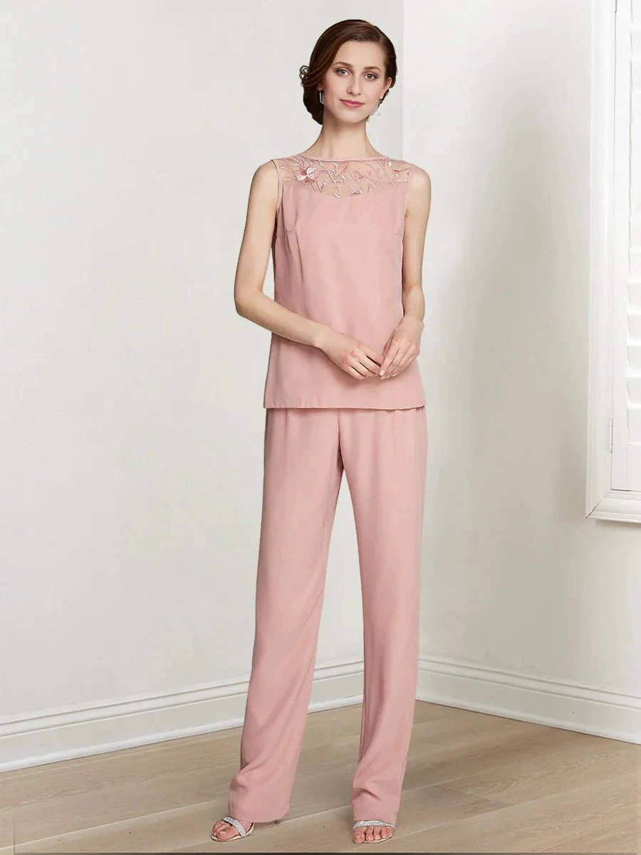 Chiffon Long Sleeves Mother Of The Bride Pantsuits With Jacket by Dreamylily