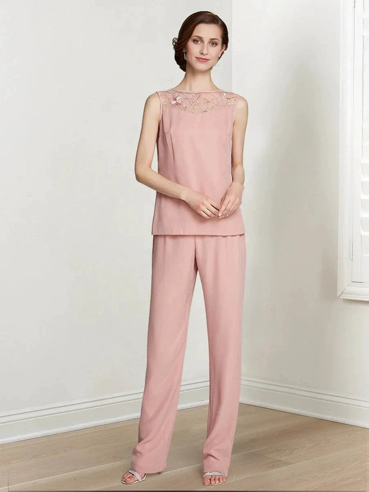 Chiffon Long Sleeves Mother Of The Bride Pantsuits With Jacket by Dreamylily