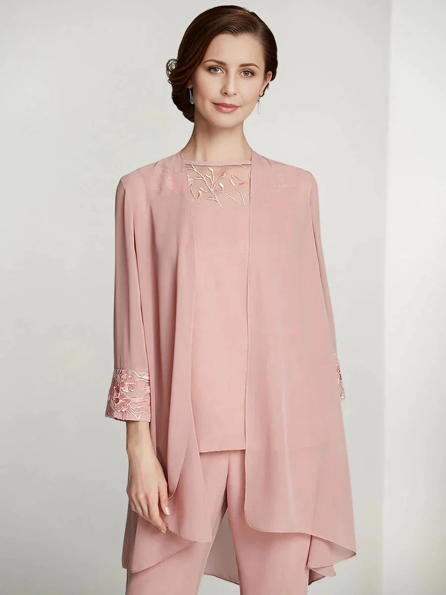 Chiffon Long Sleeves Mother Of The Bride Pantsuits With Jacket by Dreamylily