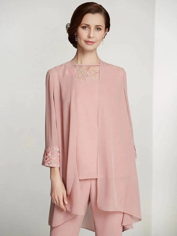 Chiffon Long Sleeves Mother Of The Bride Pantsuits With Jacket by Dreamylily