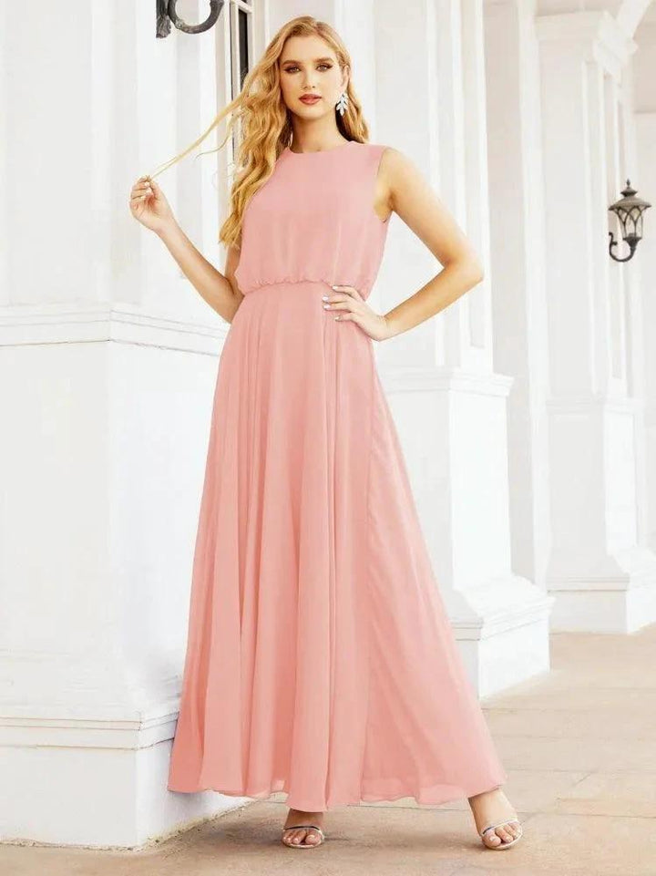Numbersea Sleeveless Long Bridesmaid Dress A line Formal Evening Prom Gown 28025 by numbersea