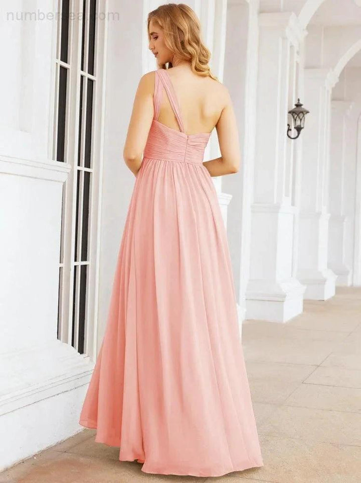 Numbersea One Shoulder Bridesmaid Dresses Long Maxi Formal Evening Party Prom Gowns 28061 by numbersea