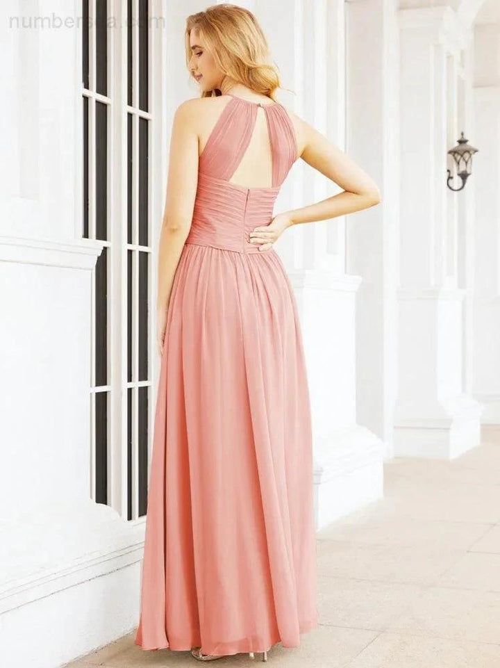 Numbersea Sleeveless Bridesmaid Dresses Long Prom Gown Zipper with Keyhole Back 28056 by numbersea