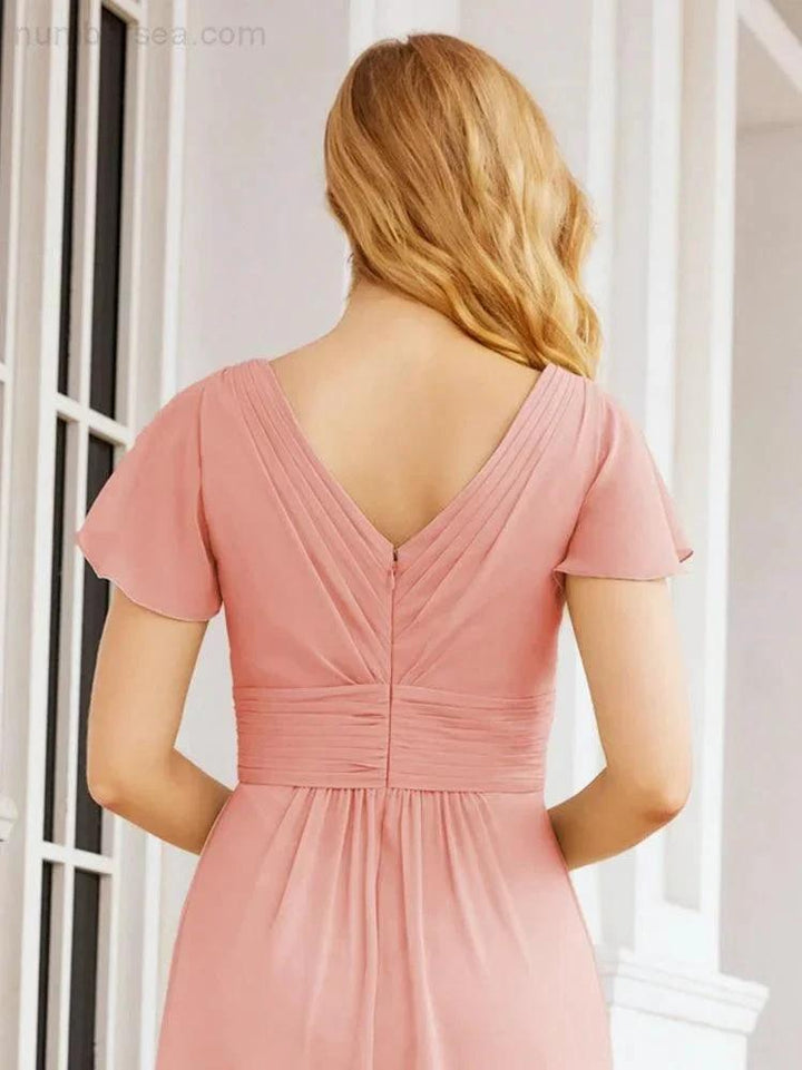 Numbersea Formal Prom Gowns for Mother of The Bride Cap Sleeves Bridesmaid Dress 28047 by numbersea