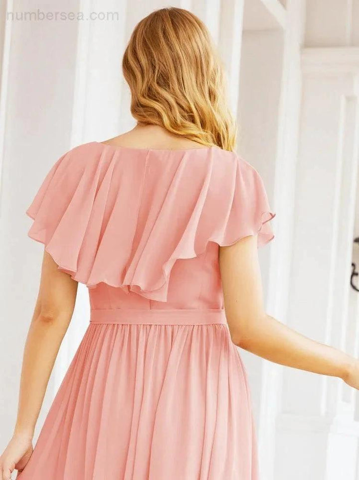 Bridesmaid Dresses with Flutter Sleeves Formal Evening Party Prom Gowns 28044 by numbersea