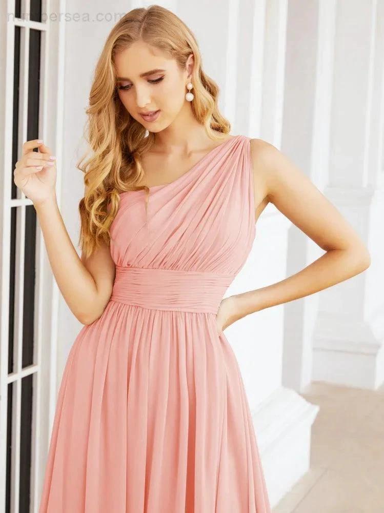 Numbersea One Shoulder Bridesmaid Dresses Long Maxi Formal Evening Party Prom Gowns 28061 by numbersea