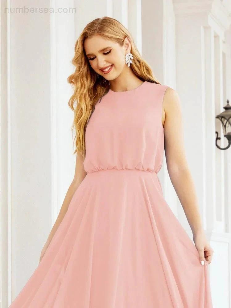 Numbersea Sleeveless Long Bridesmaid Dress A line Formal Evening Prom Gown 28025 by numbersea