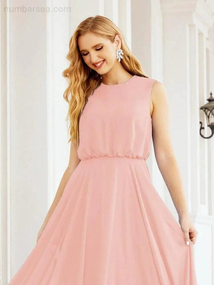 Numbersea Sleeveless Long Bridesmaid Dress A line Formal Evening Prom Gown 28025 by numbersea
