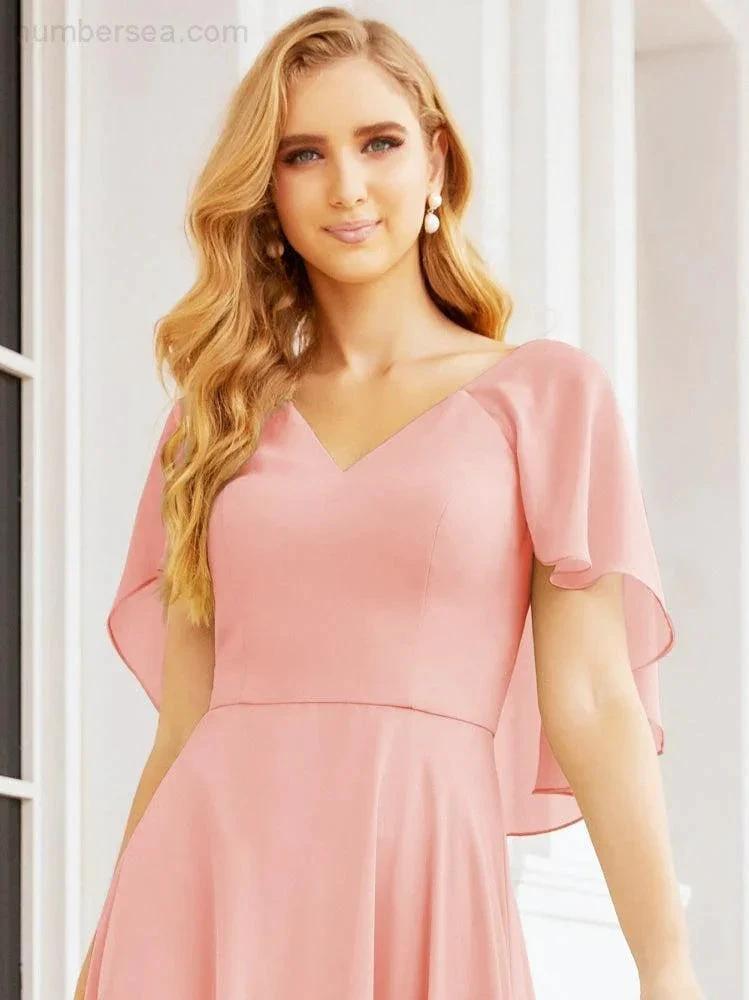 Numbersea Bridesmaid Dresses for Wedding Formal Evening Party Prom Gown with Cape 28050 by numbersea