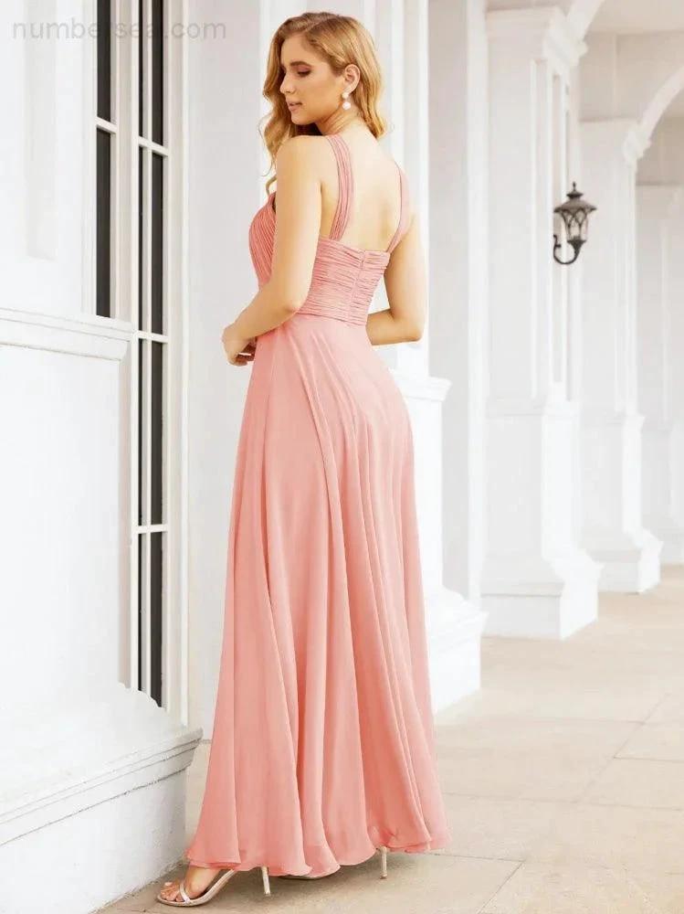 Numbersea Crisscross Halter Bridesmaid Dresses for Party Wedding Evening Prom Maxi Ball Gowns 28053 by numbersea