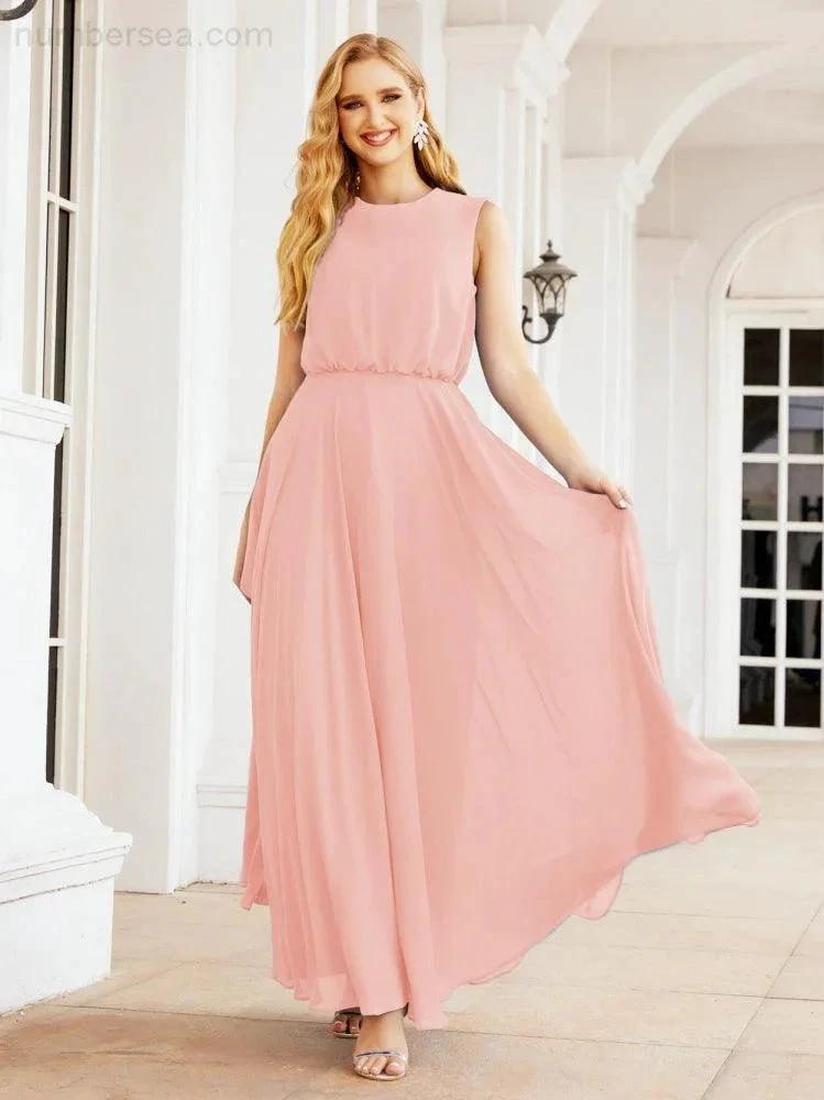 Numbersea Sleeveless Long Bridesmaid Dress A line Formal Evening Prom Gown 28025 by numbersea
