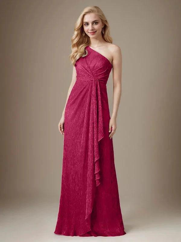 Ruby Sheath One Shoulder Metallic Mesh Dress Mother of the Bride Dress by Dreamylily