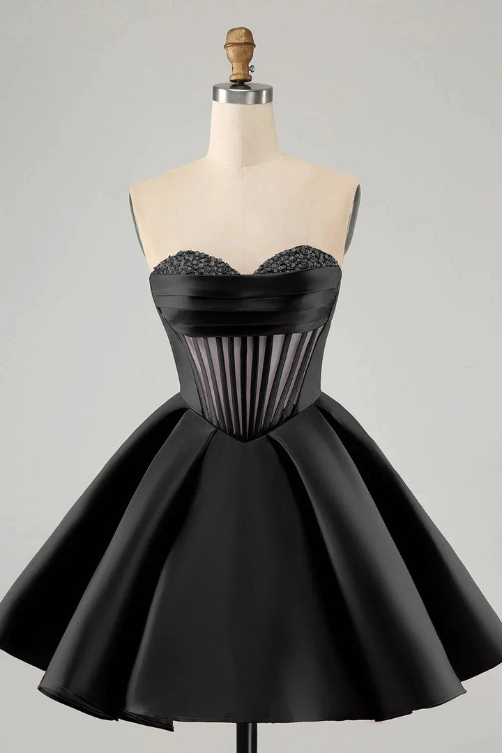 Cute Fuchsia A Line Sweetheart Corset Short Homecoming Dress with Beading by WEDTREND