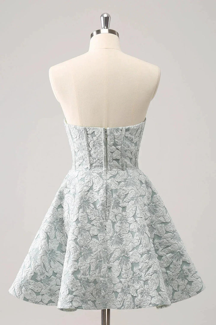Cute Grey Green A Line Sweetheart Corset Short Homecoming Dress by WEDTREND