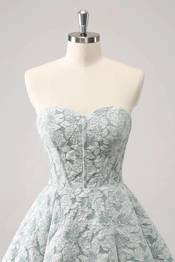Cute Grey Green A Line Sweetheart Corset Short Homecoming Dress by WEDTREND