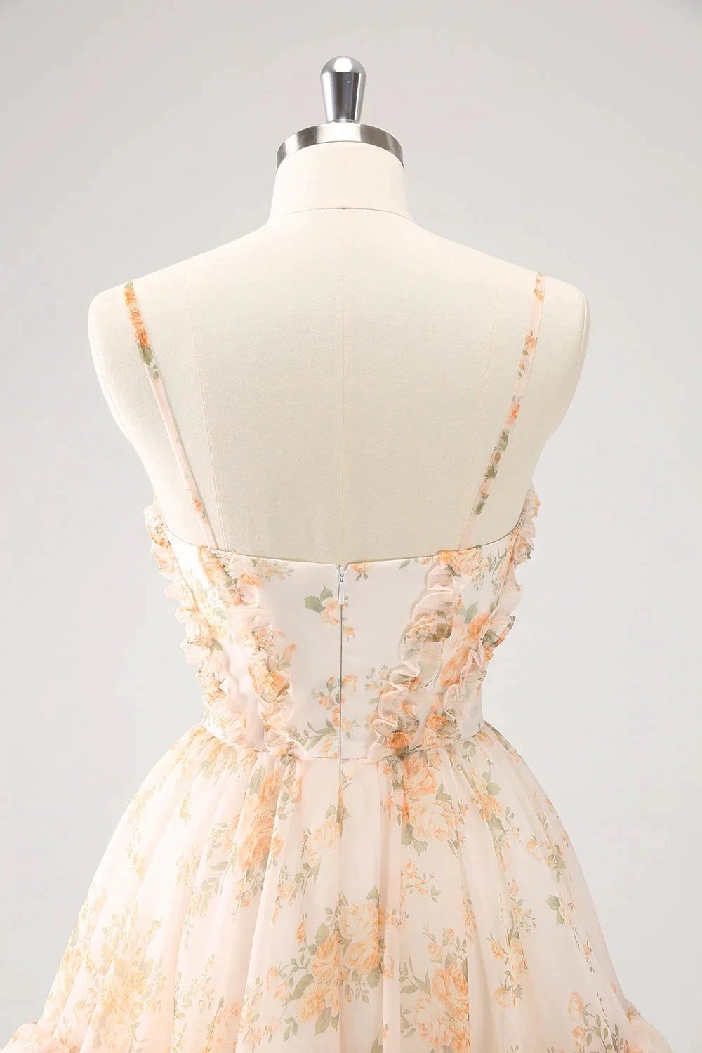Cute Lilac A Line Cut Out Tiered Print Floral Homecoming Dress with Ruffles by WEDTREND