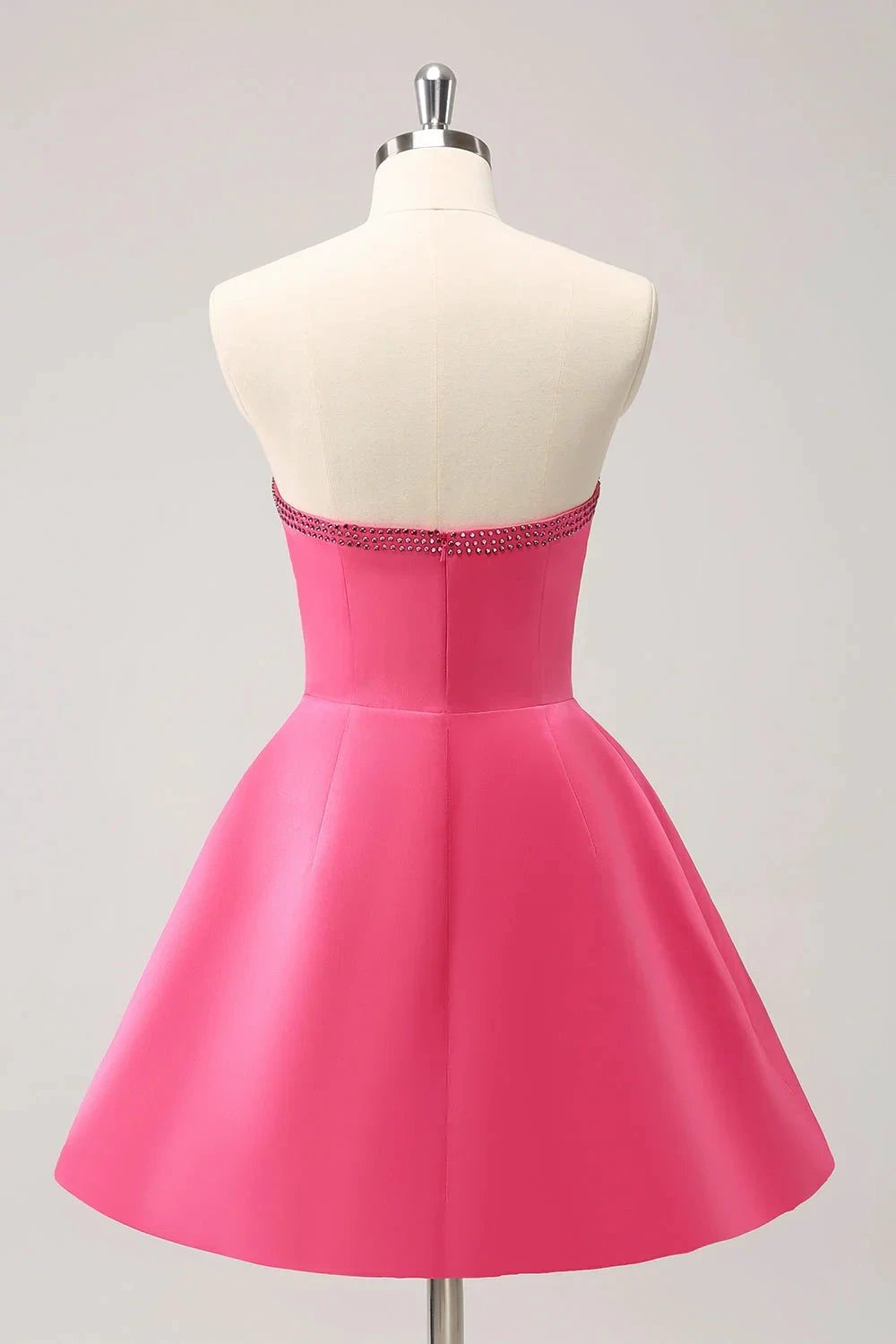 Cute Hot Pink A Line Strapless Cut Out Homecoming Dress with Beading by WEDTREND